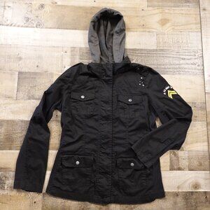 Hot Topic Military-Style Hooded Utility Jacket Women’s XL Black